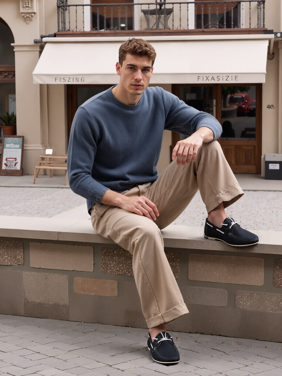 Mocassino in tessuto con cuciture esterne e lacci intrecciati CoastFlex™