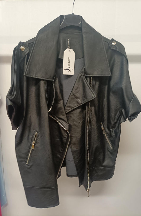 Chiodo maniche corte in ecopelle