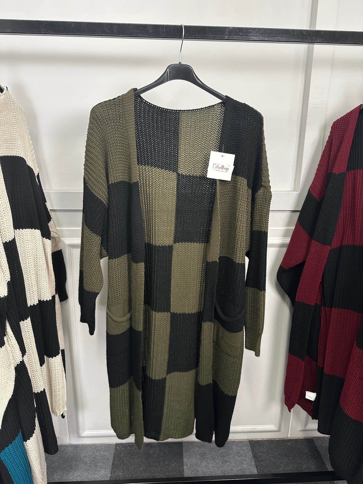 Cardigan lungo fantasia geometrica