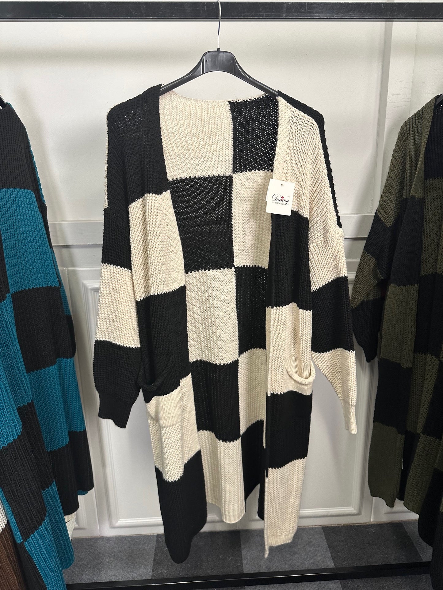 Cardigan lungo fantasia geometrica