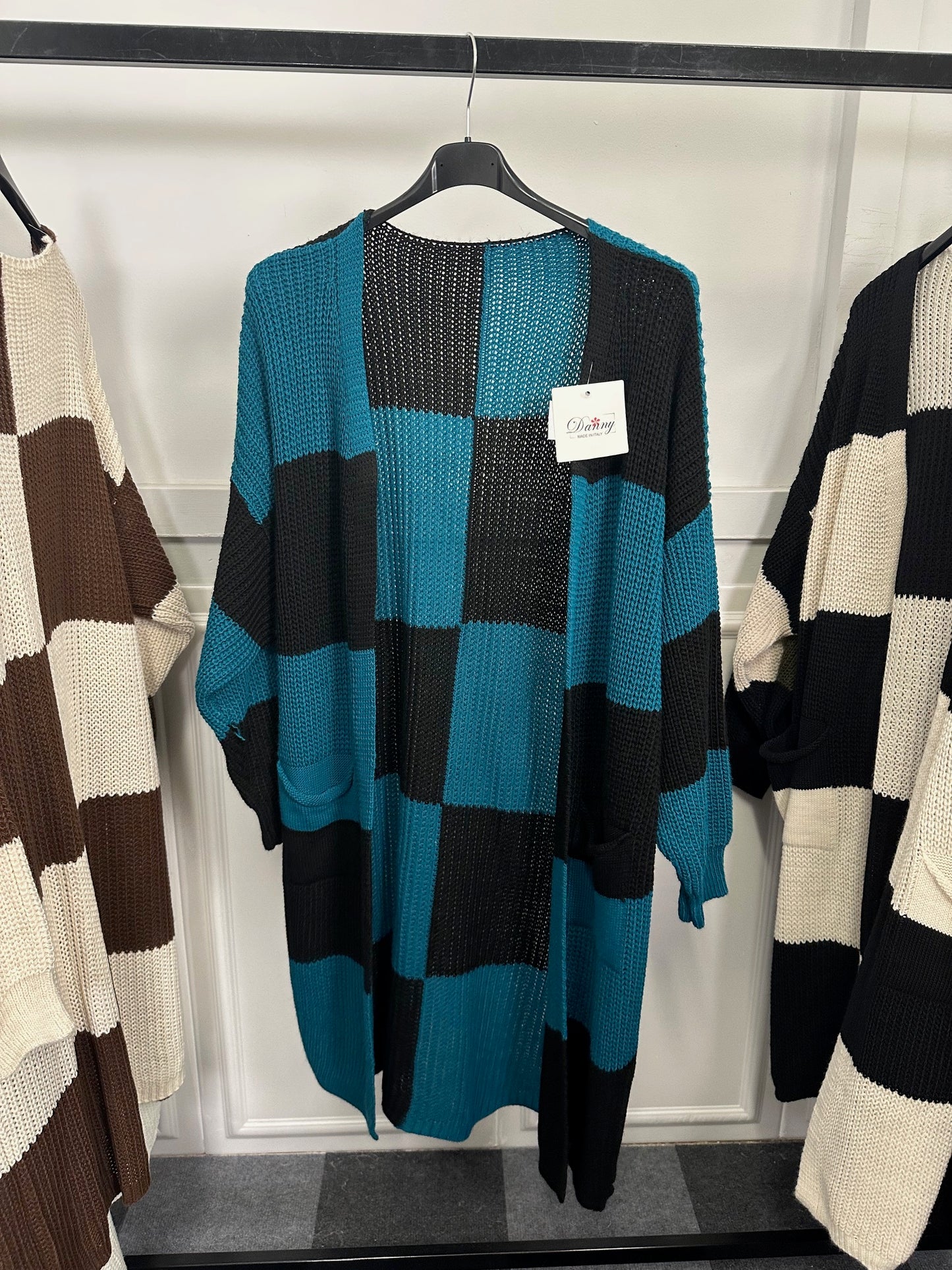 Cardigan lungo fantasia geometrica