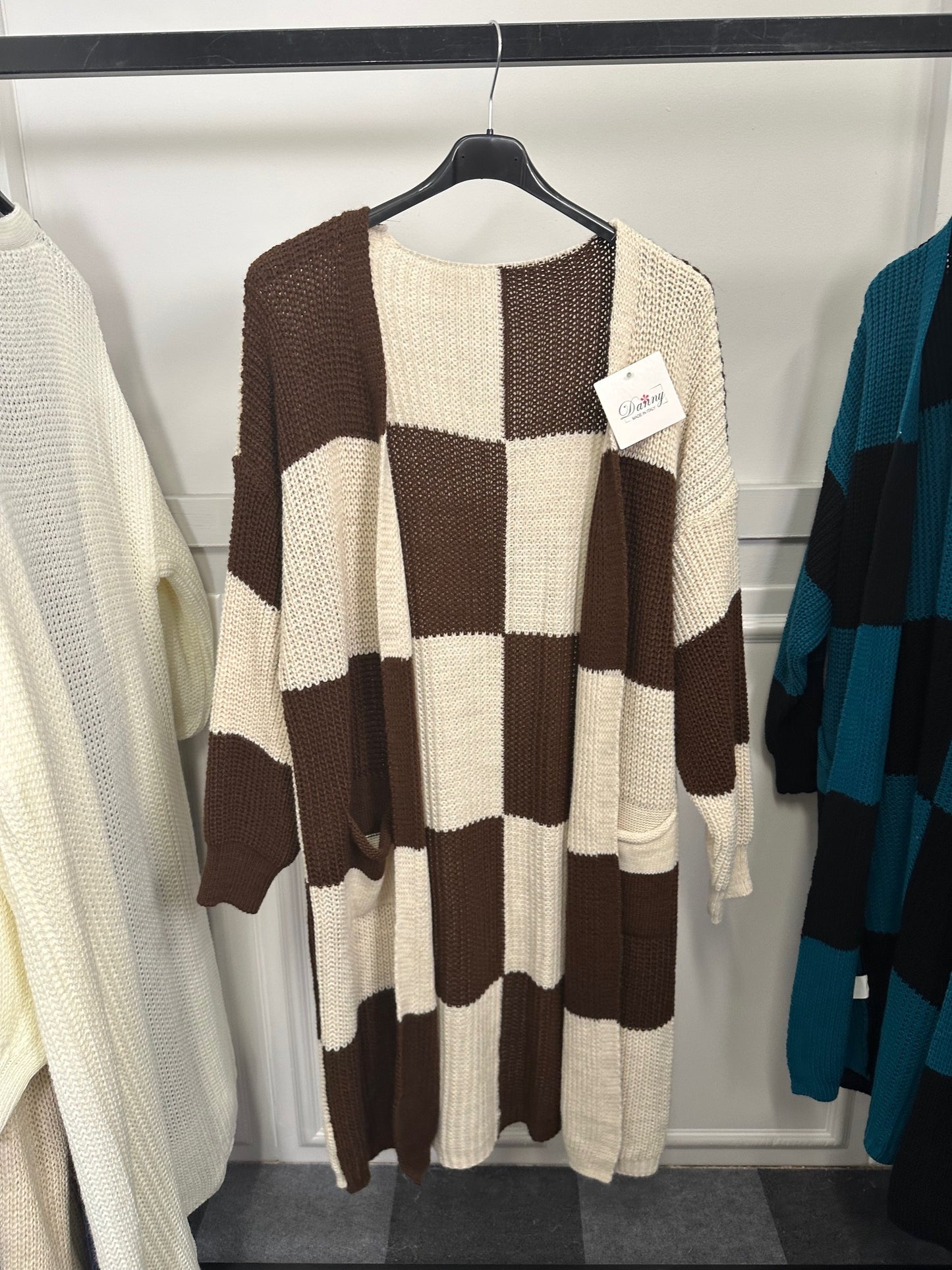 Cardigan lungo fantasia geometrica