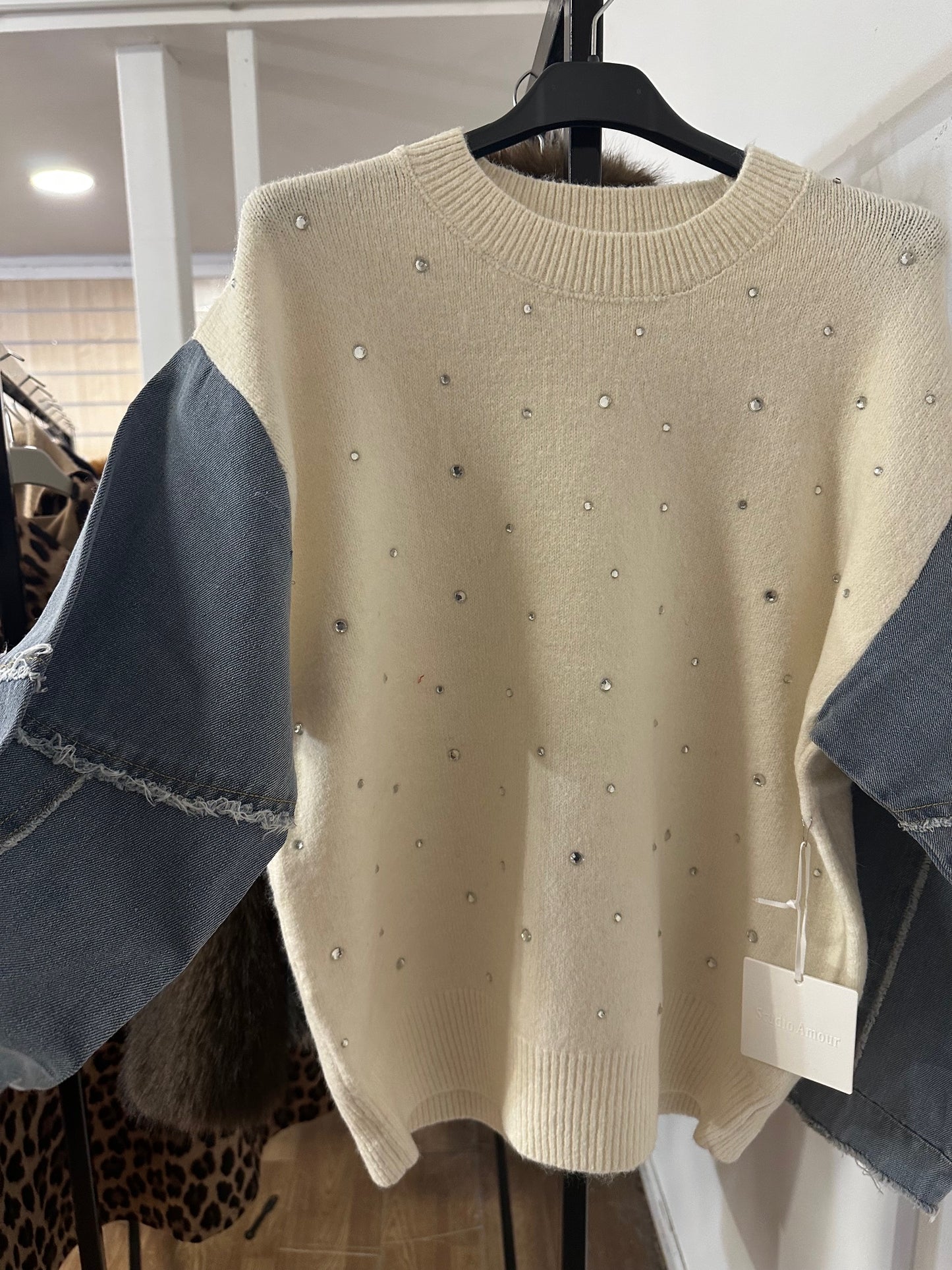Maglione maniche jeans