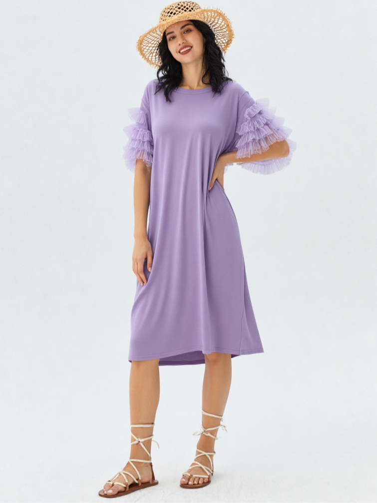 Vestito maniche fru fru Viscosa Vibes™