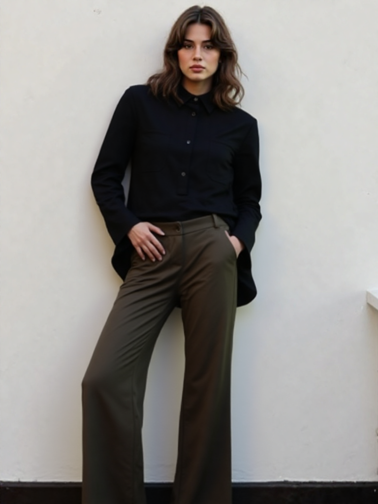 Pantaloni classici con bottone