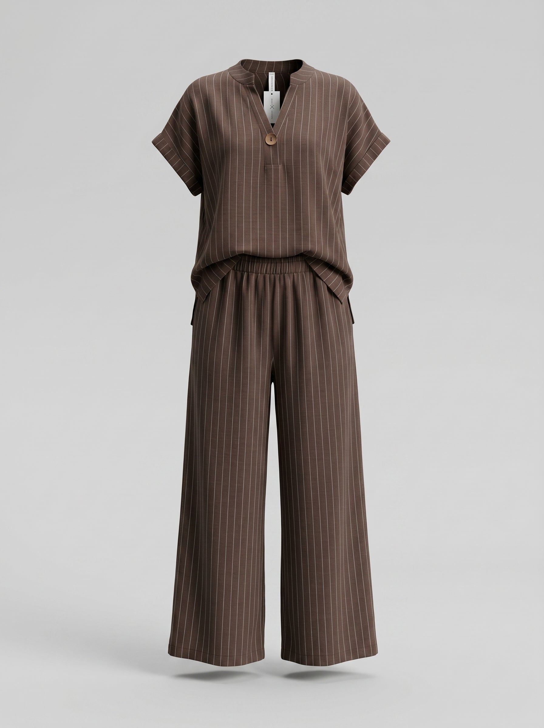 Completo Gessato con scollo alla coreana  + pantalone palazzo