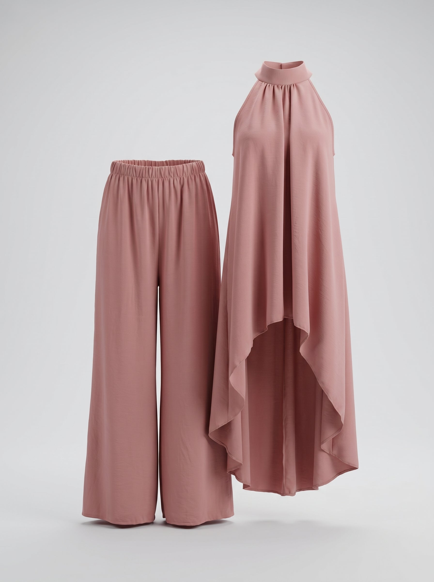 Completo elegante smanicato con fiocco + pantalone palazzo