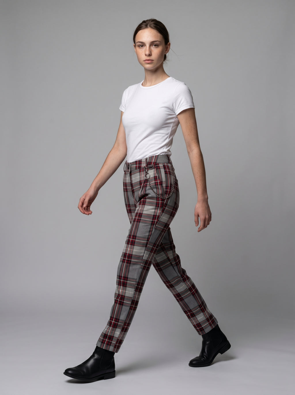 Pantaloni tartan grigi