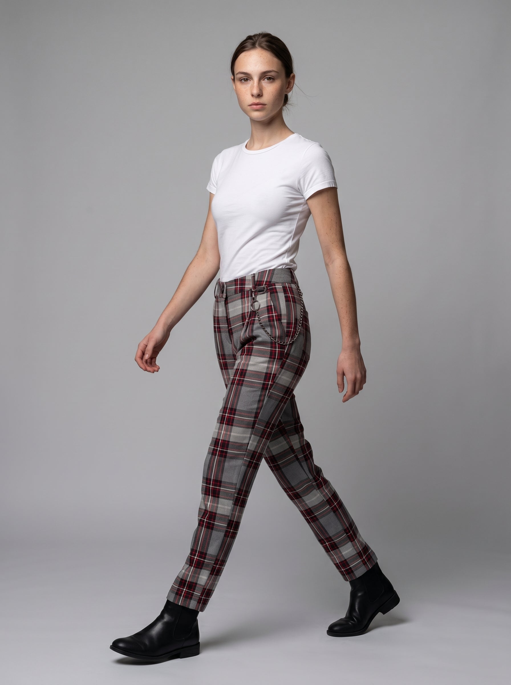 Pantaloni tartan grigi