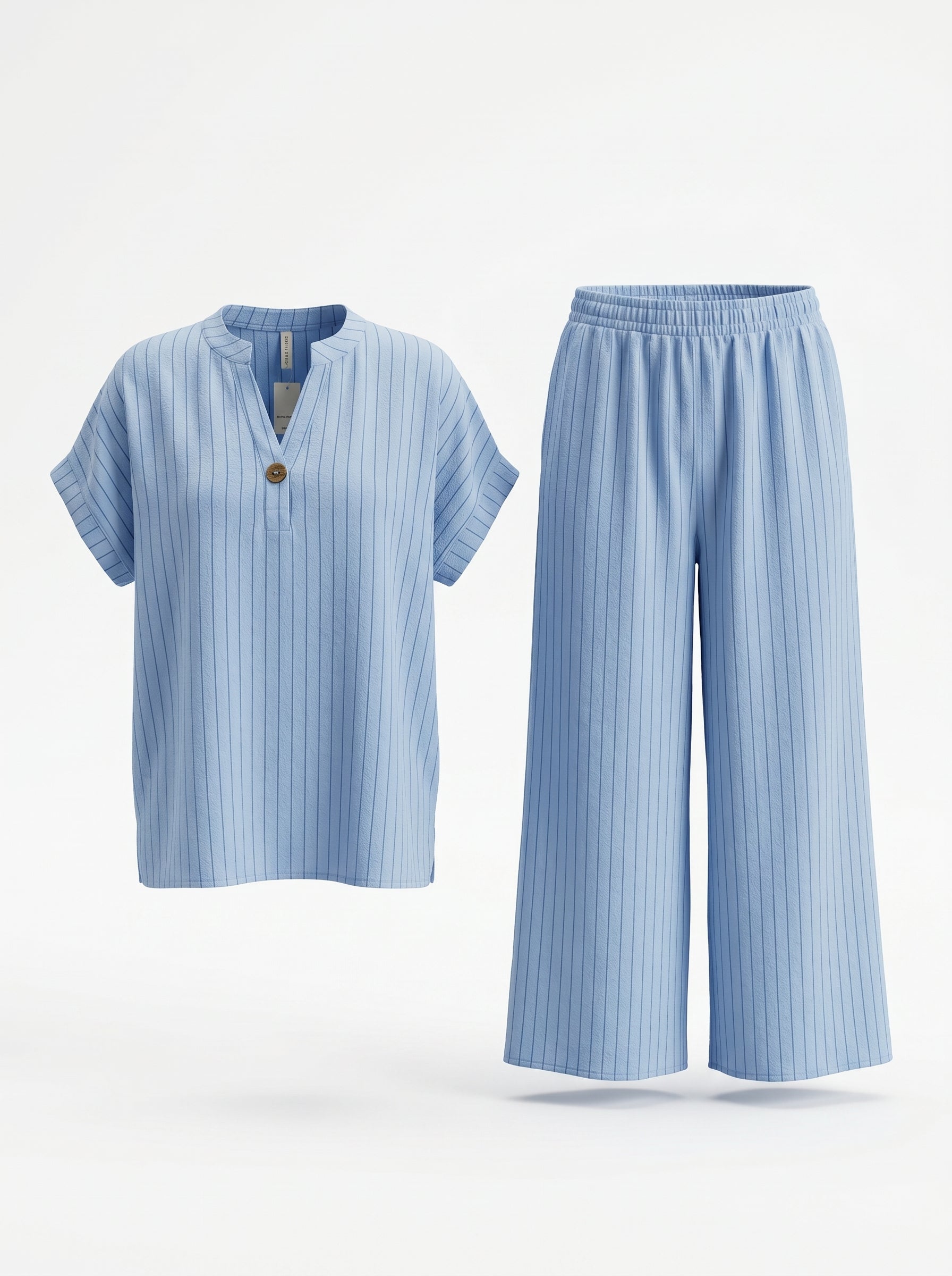 Completo Gessato con scollo alla coreana  + pantalone palazzo