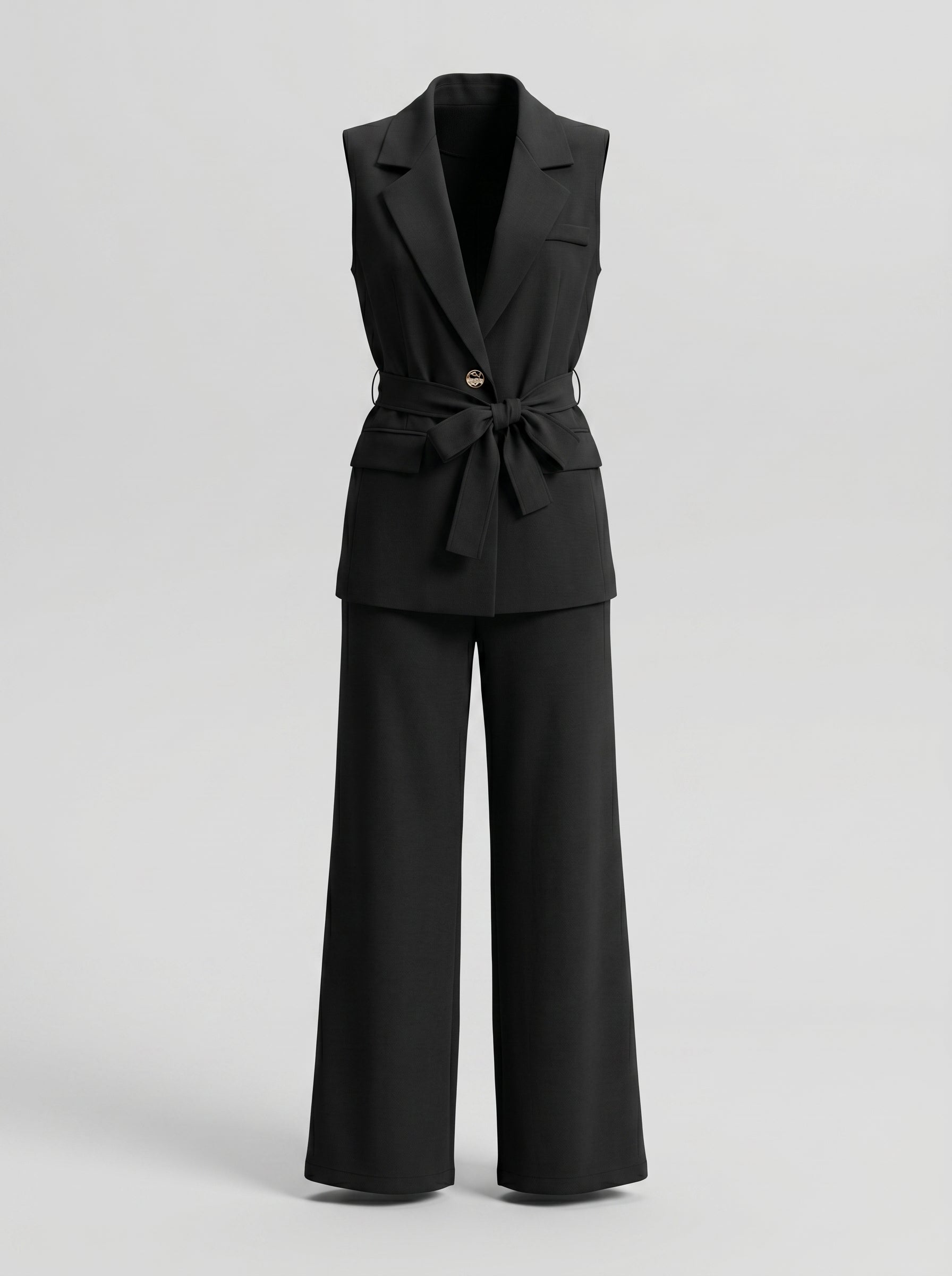 Tailleur Tinta Unita Elegante – Gilet + Pantapalazzo