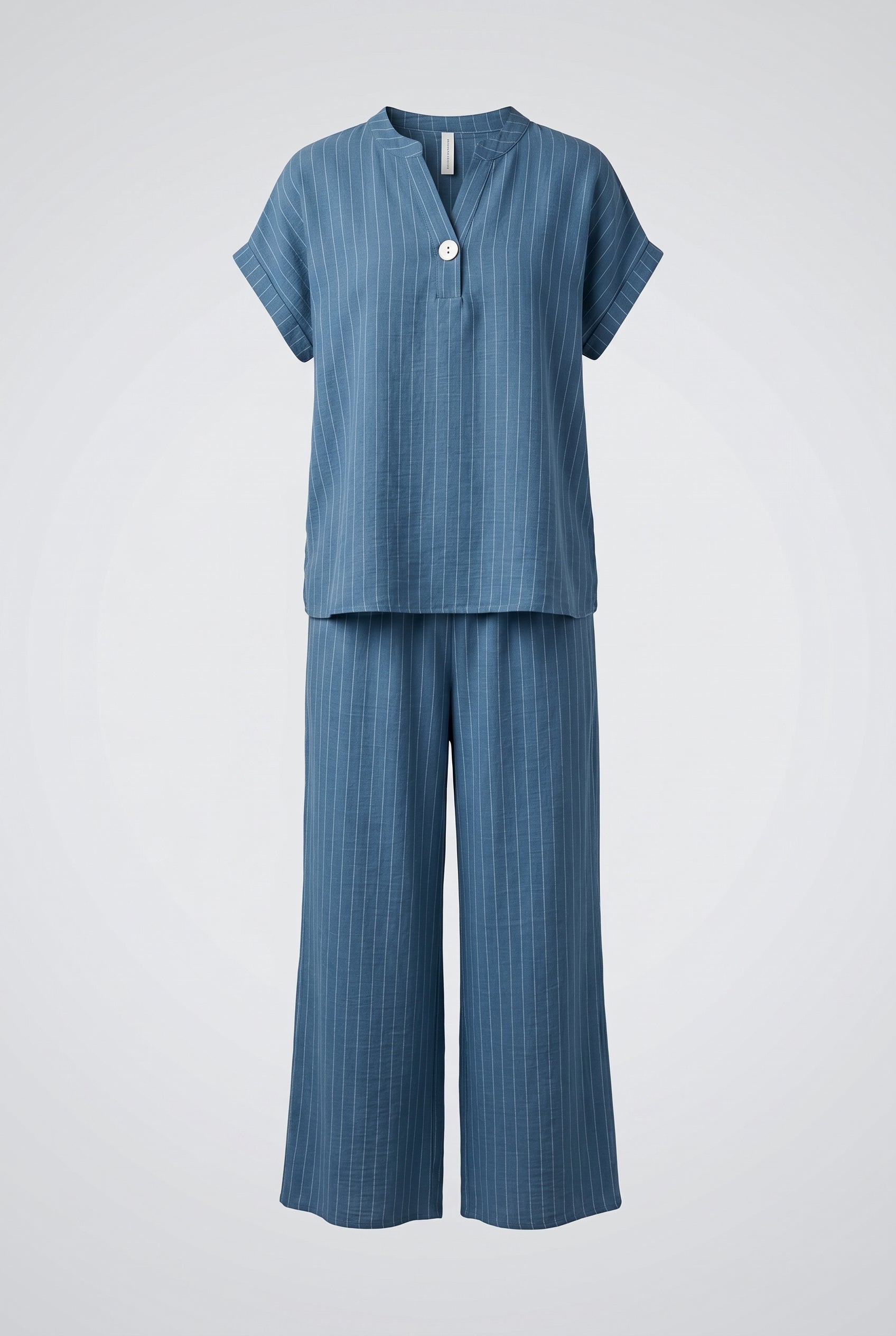 Completo Gessato con scollo alla coreana  + pantalone palazzo