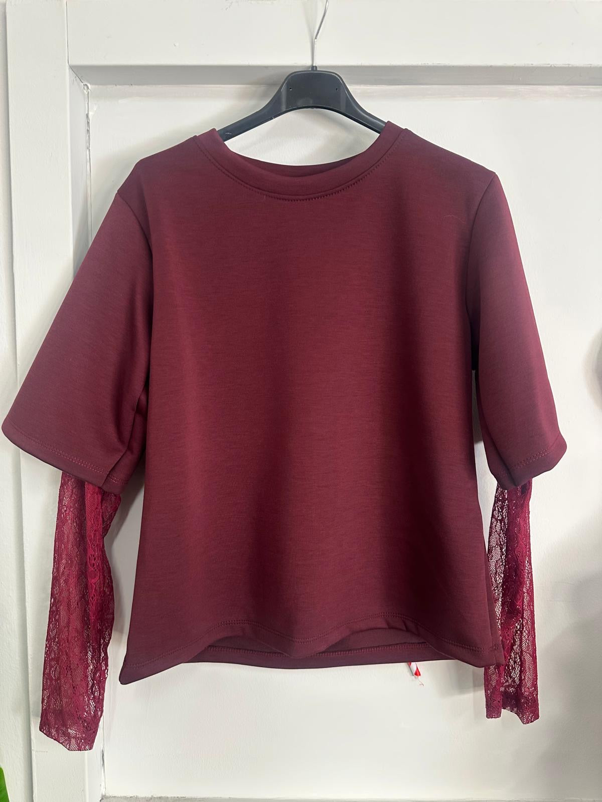 Maglia Trendy con Maniche in Pizzo: Stile e Femminilità!