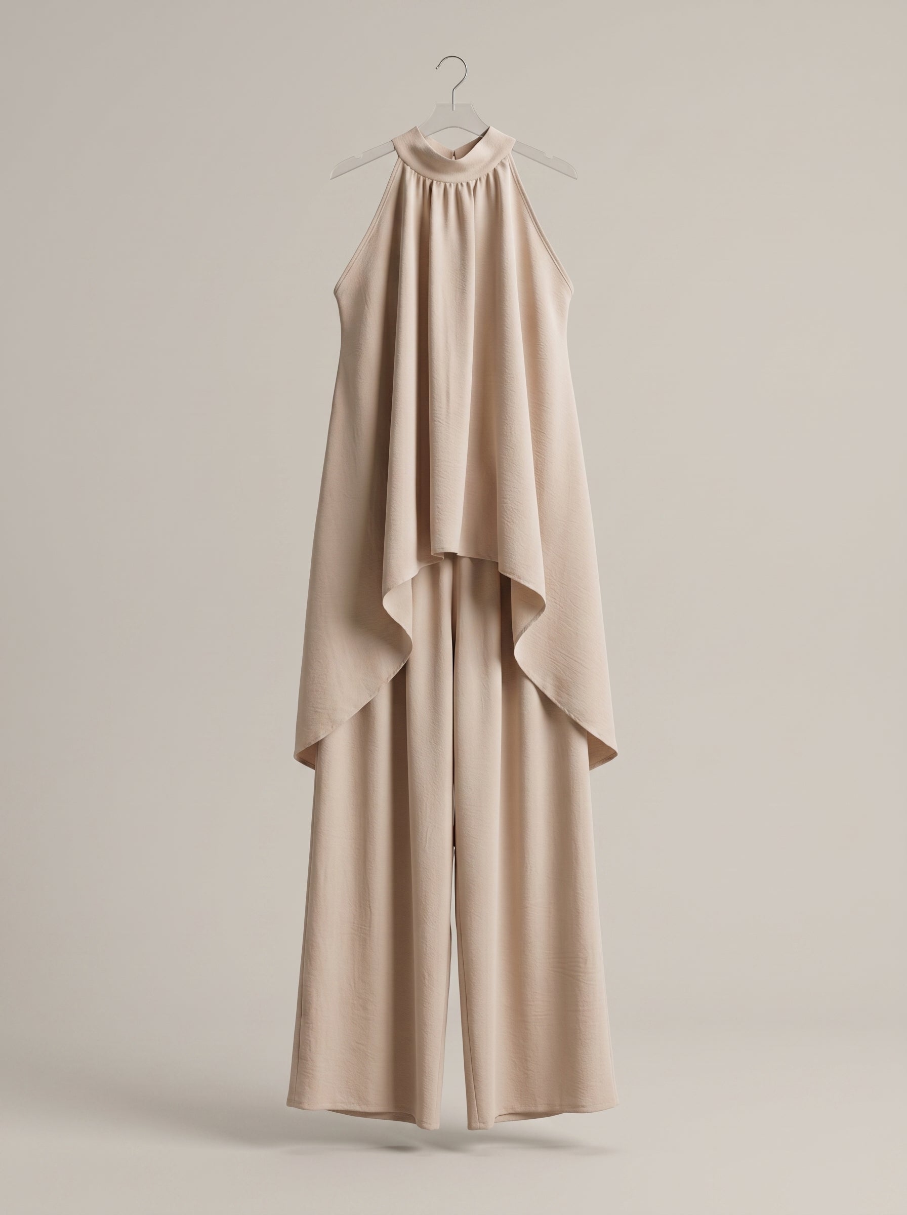 Completo elegante smanicato con fiocco + pantalone palazzo