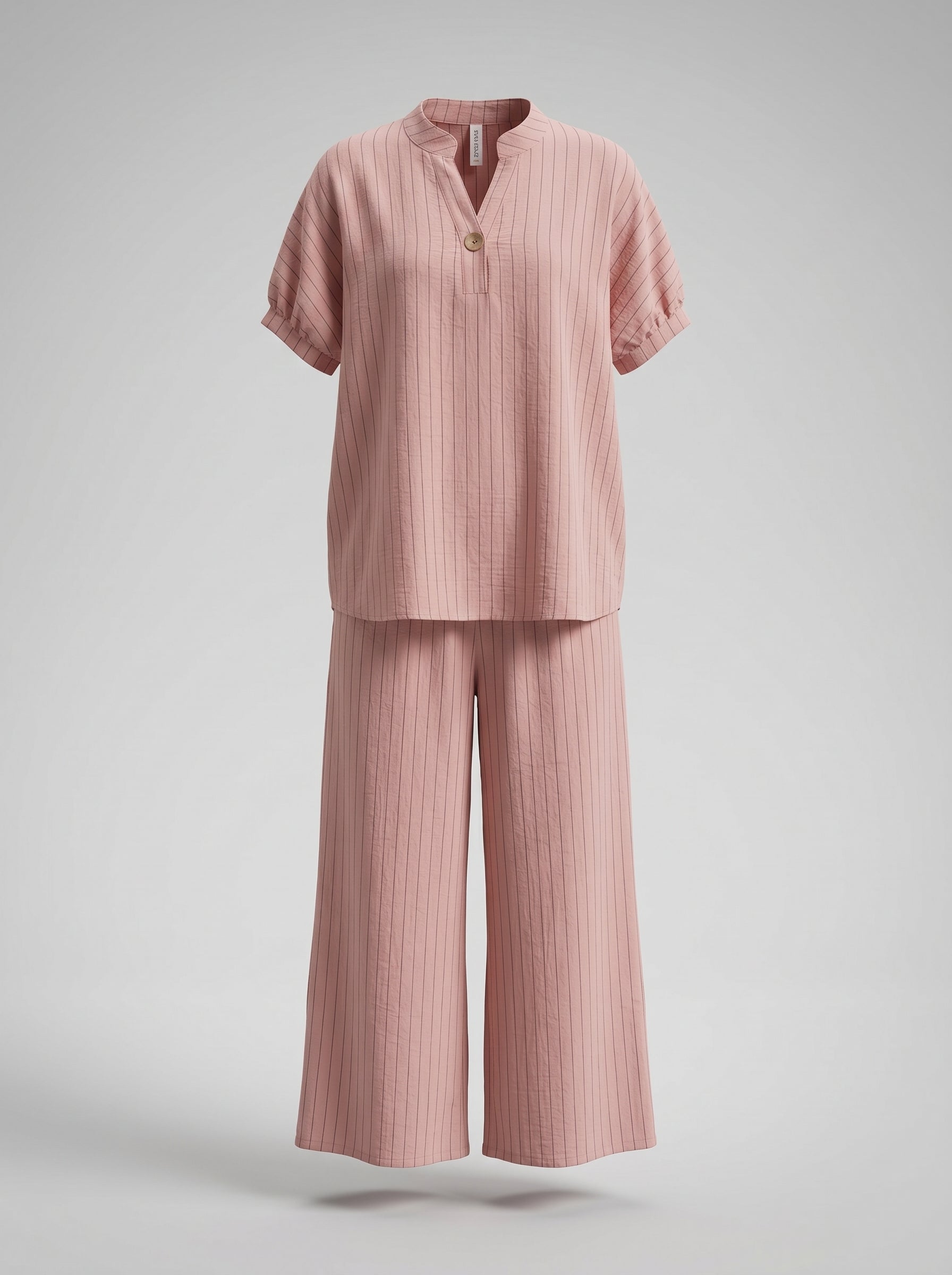 Completo Gessato con scollo alla coreana  + pantalone palazzo