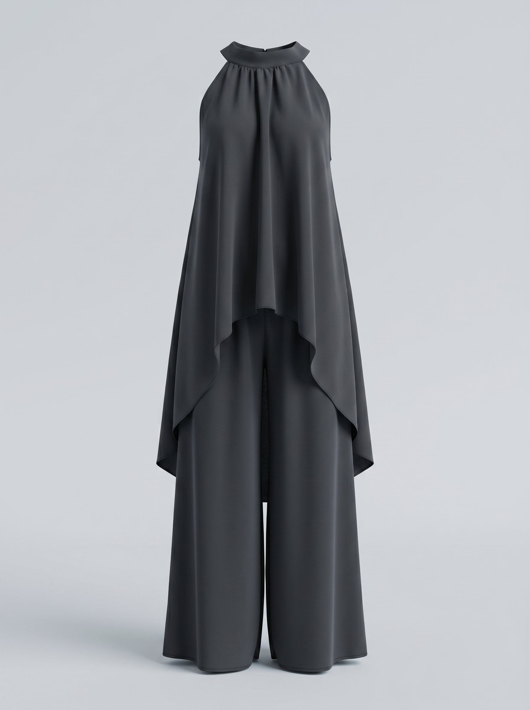 Completo elegante smanicato con fiocco + pantalone palazzo