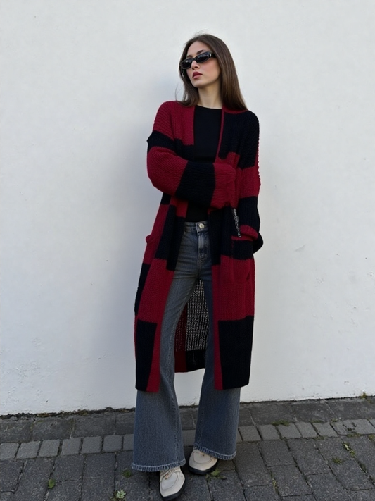 Cardigan lungo fantasia geometrica