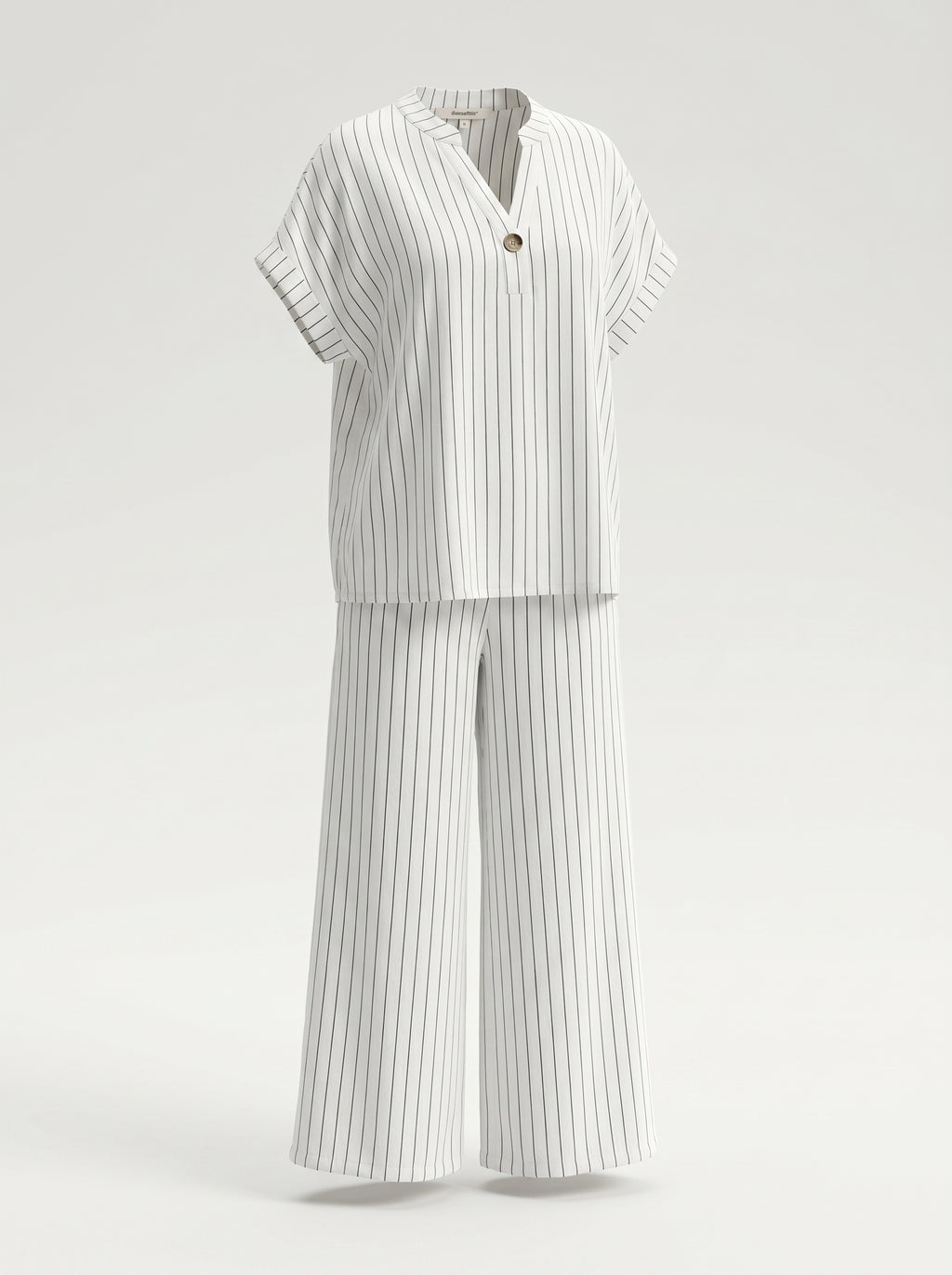 Completo Gessato con scollo alla coreana  + pantalone palazzo
