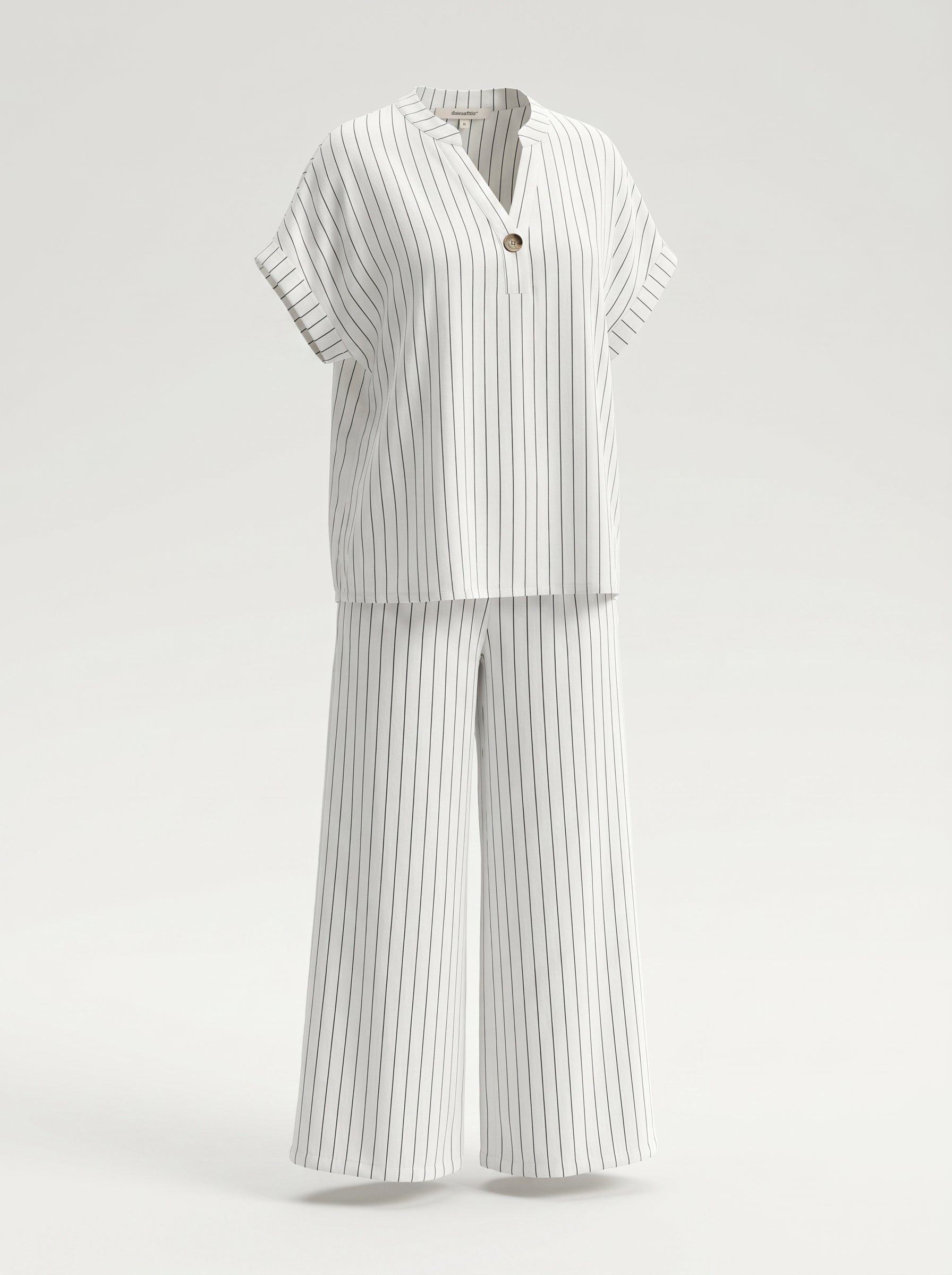 Completo Gessato con scollo alla coreana  + pantalone palazzo