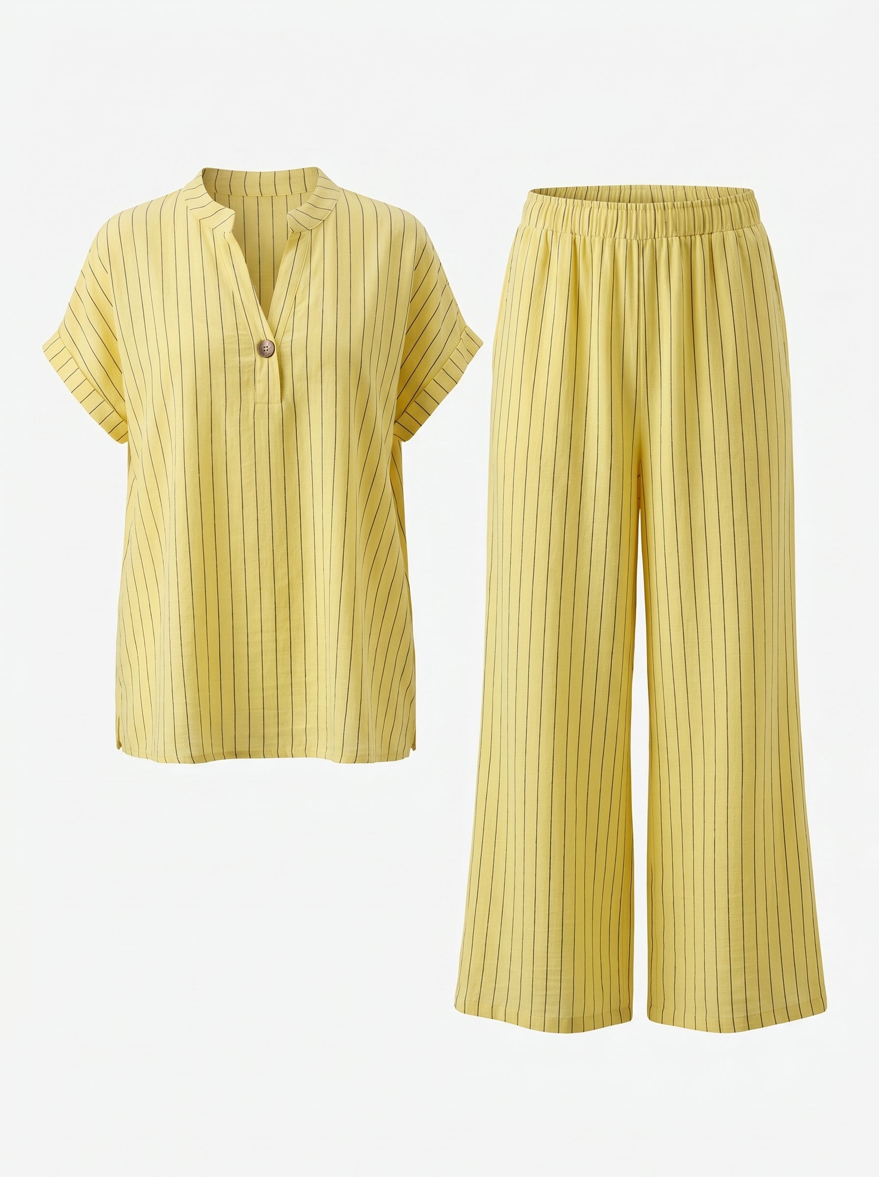 Completo Gessato con scollo alla coreana  + pantalone palazzo