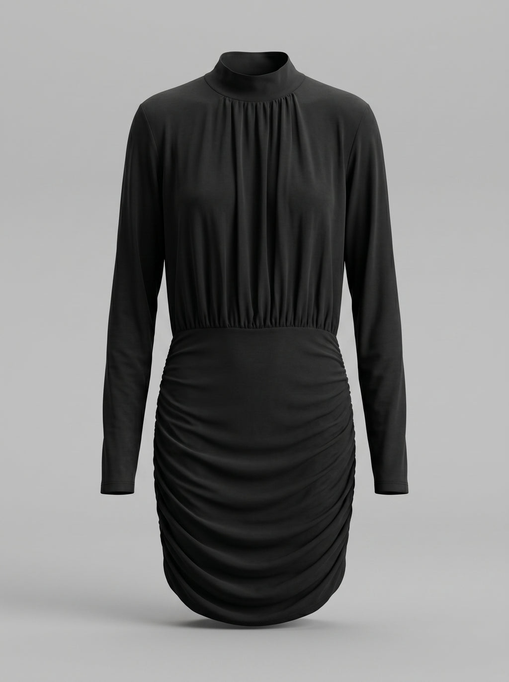 Vestito Dea - Vestito Corto Manica Lunga con Spallina e Lavorazione Drappeggio