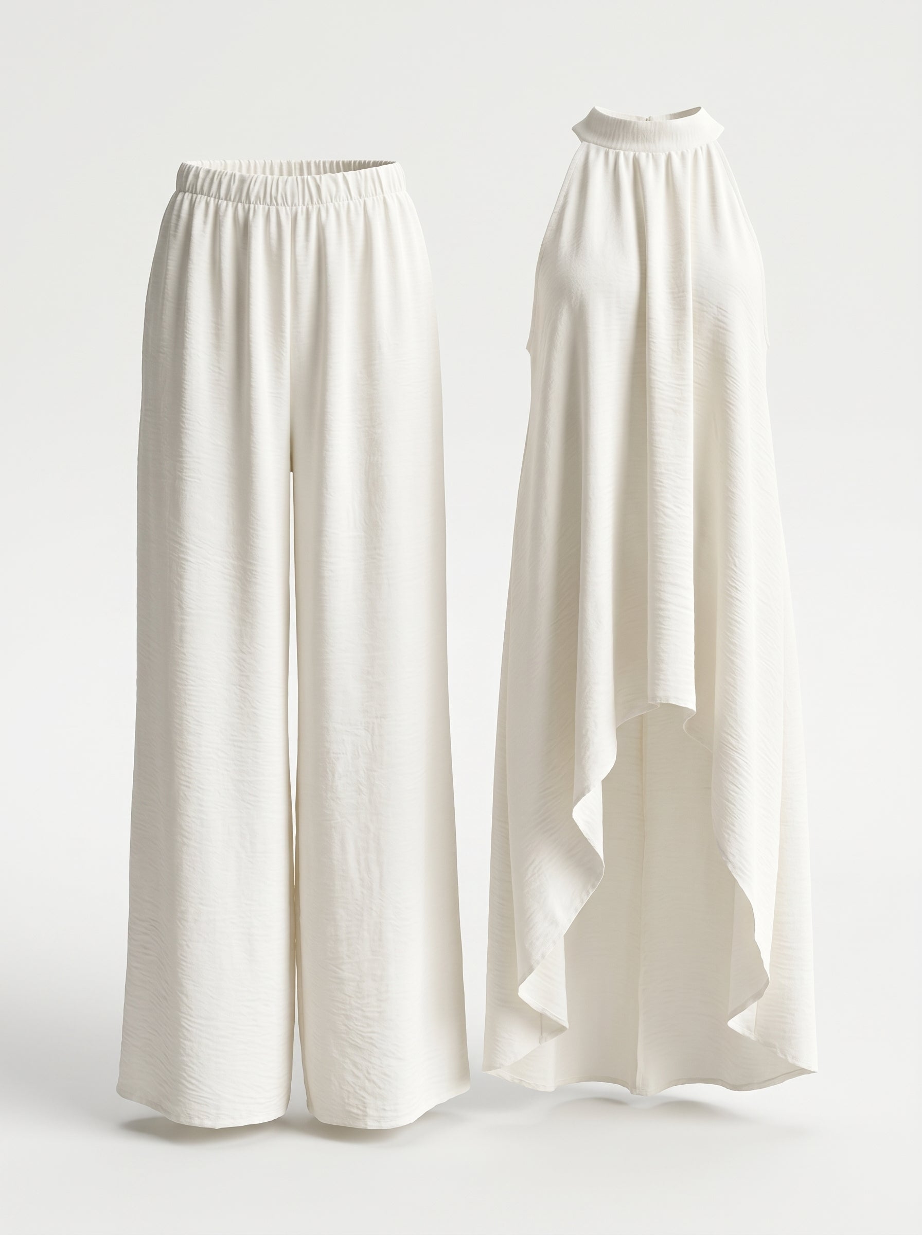 Completo elegante smanicato con fiocco + pantalone palazzo