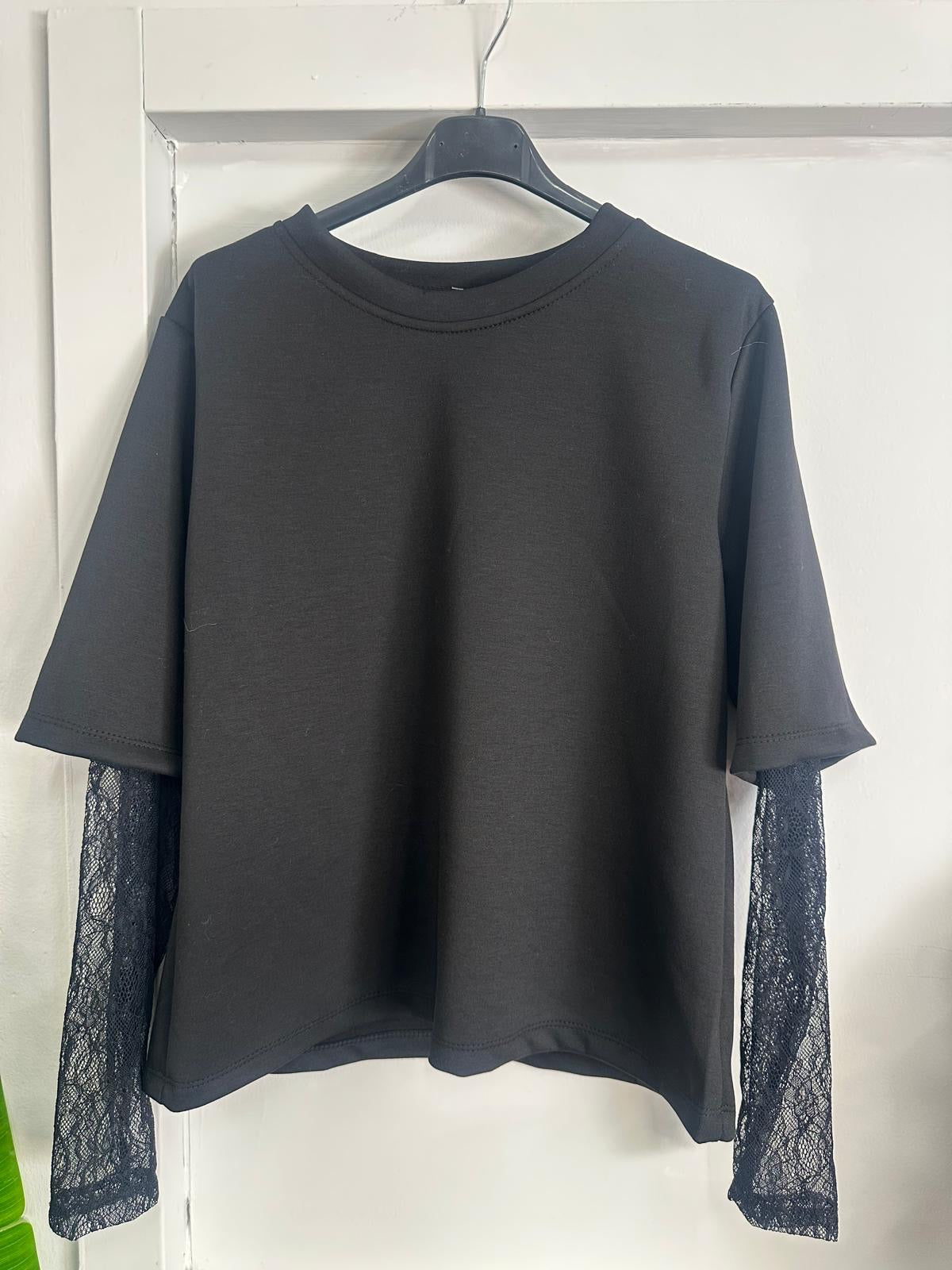Maglia Trendy con Maniche in Pizzo: Stile e Femminilità!