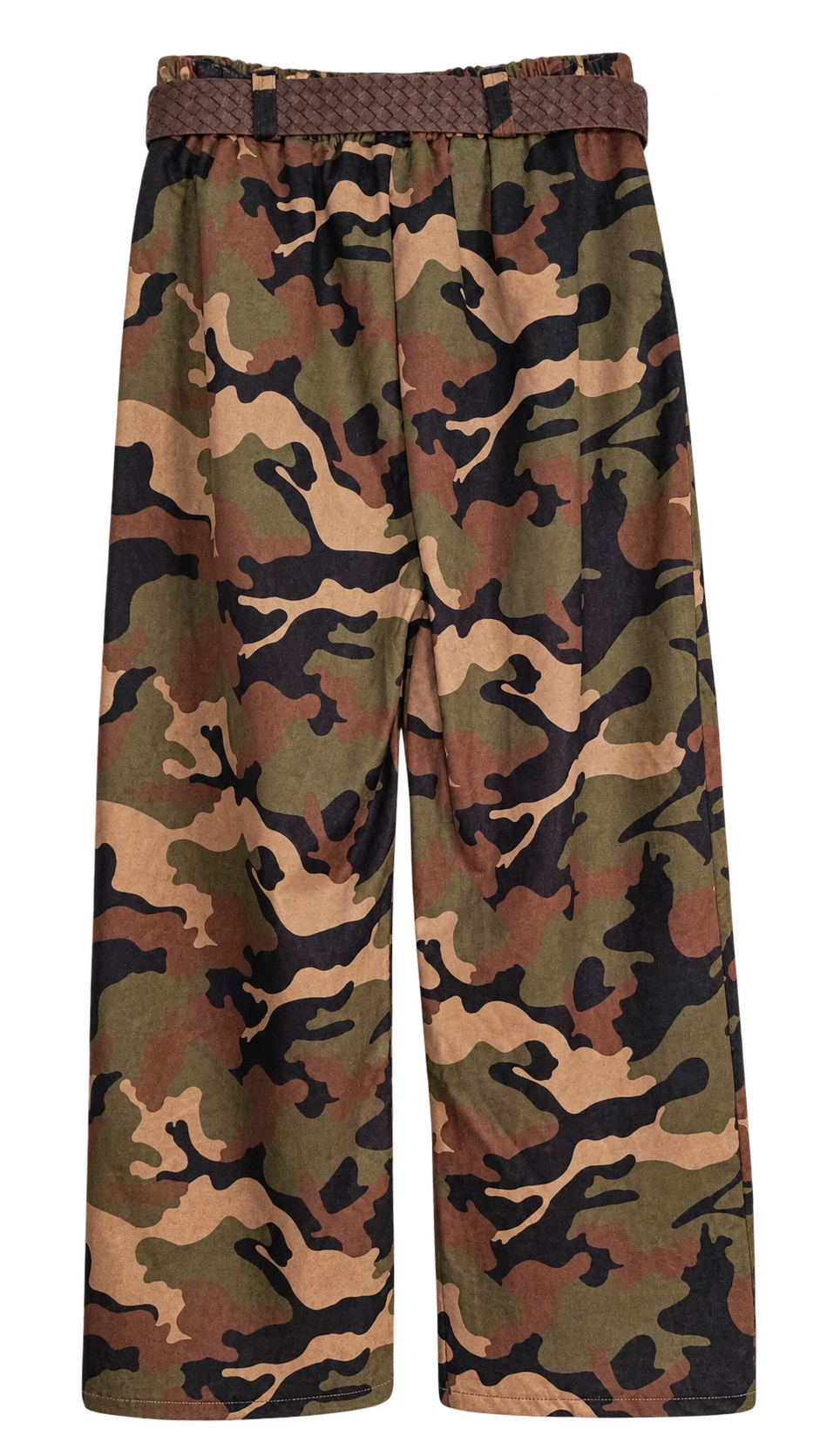 Pantaloni mimetici con cintura intrecciata