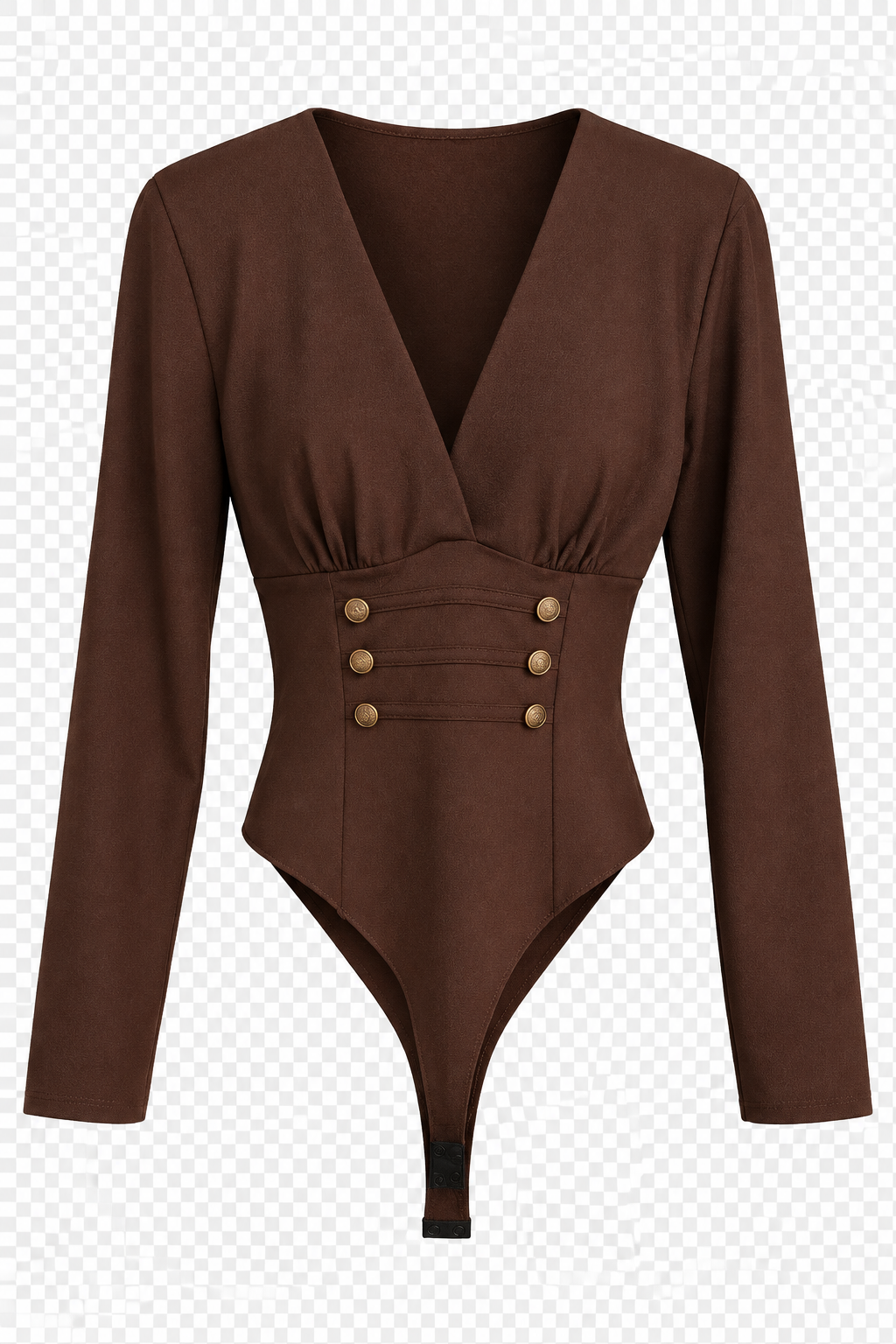 Body scollo V con finti bottoni