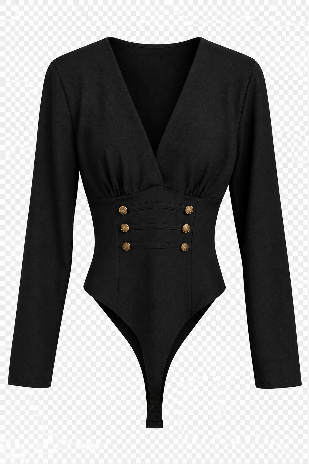 Body scollo V con finti bottoni