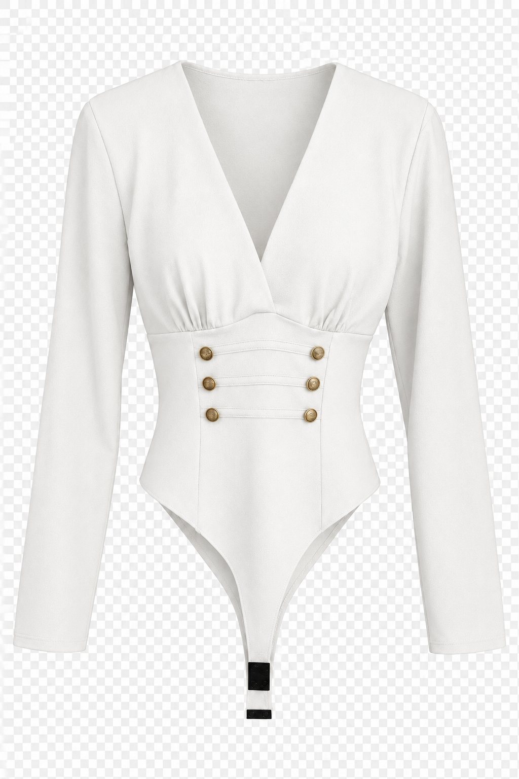 Body scollo V con finti bottoni