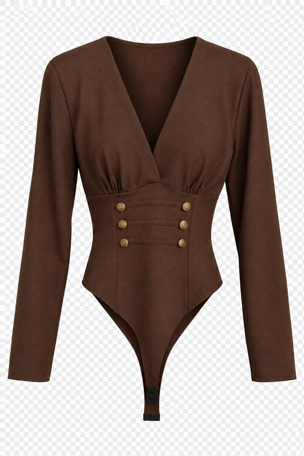 Body scollo V con finti bottoni
