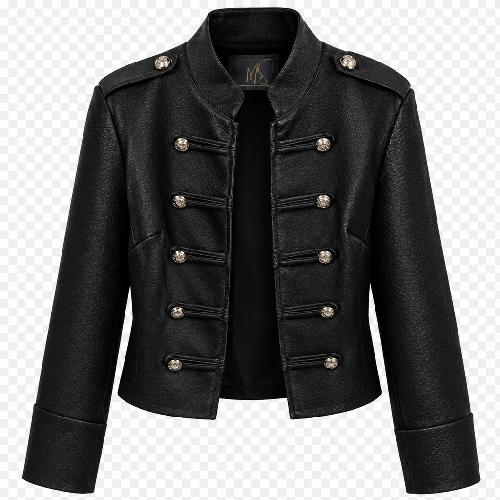 Giacca militare aperta ecopelle