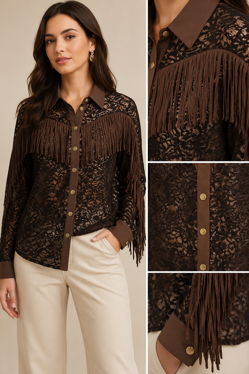 Camicia Pizzo con Frange