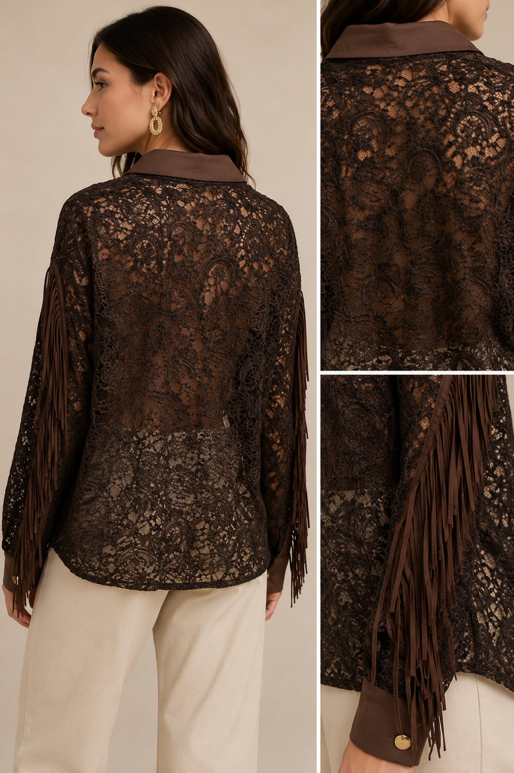 Camicia Pizzo con Frange