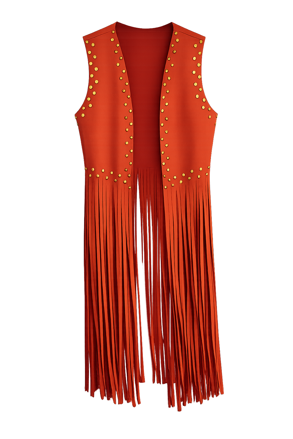 Gilet Boho con Frange e Borchie