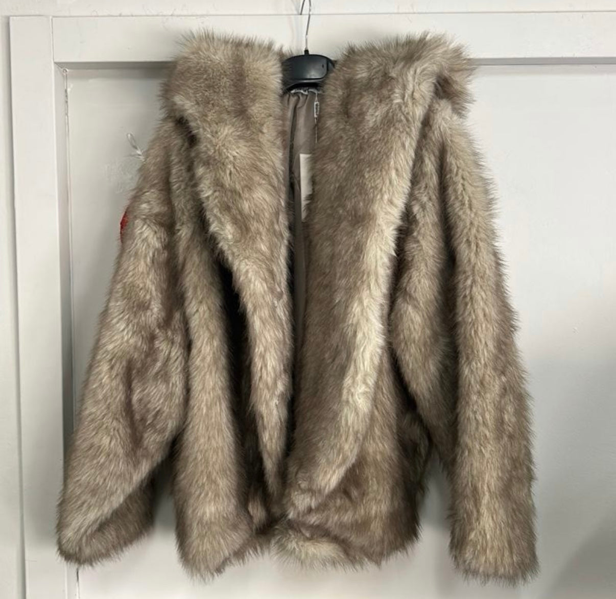 Ecopelliccia con Cappuccio Eleganza e Tocco Casual Manica Lunga con Gancio impreziosito da Strass Calore Avvolgente e Dettaglio Luminoso