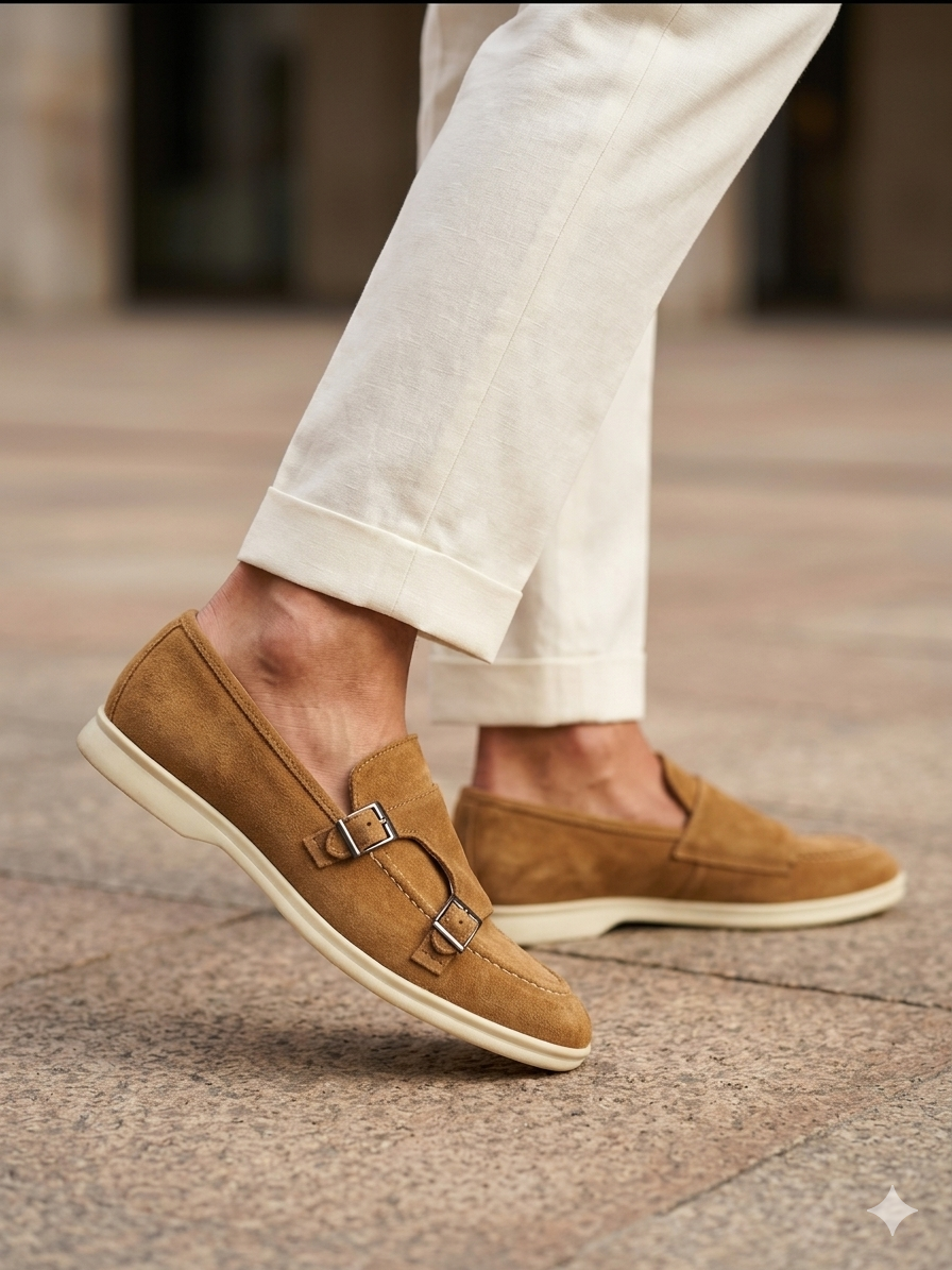 Mocassino slip on con doppia fibbia