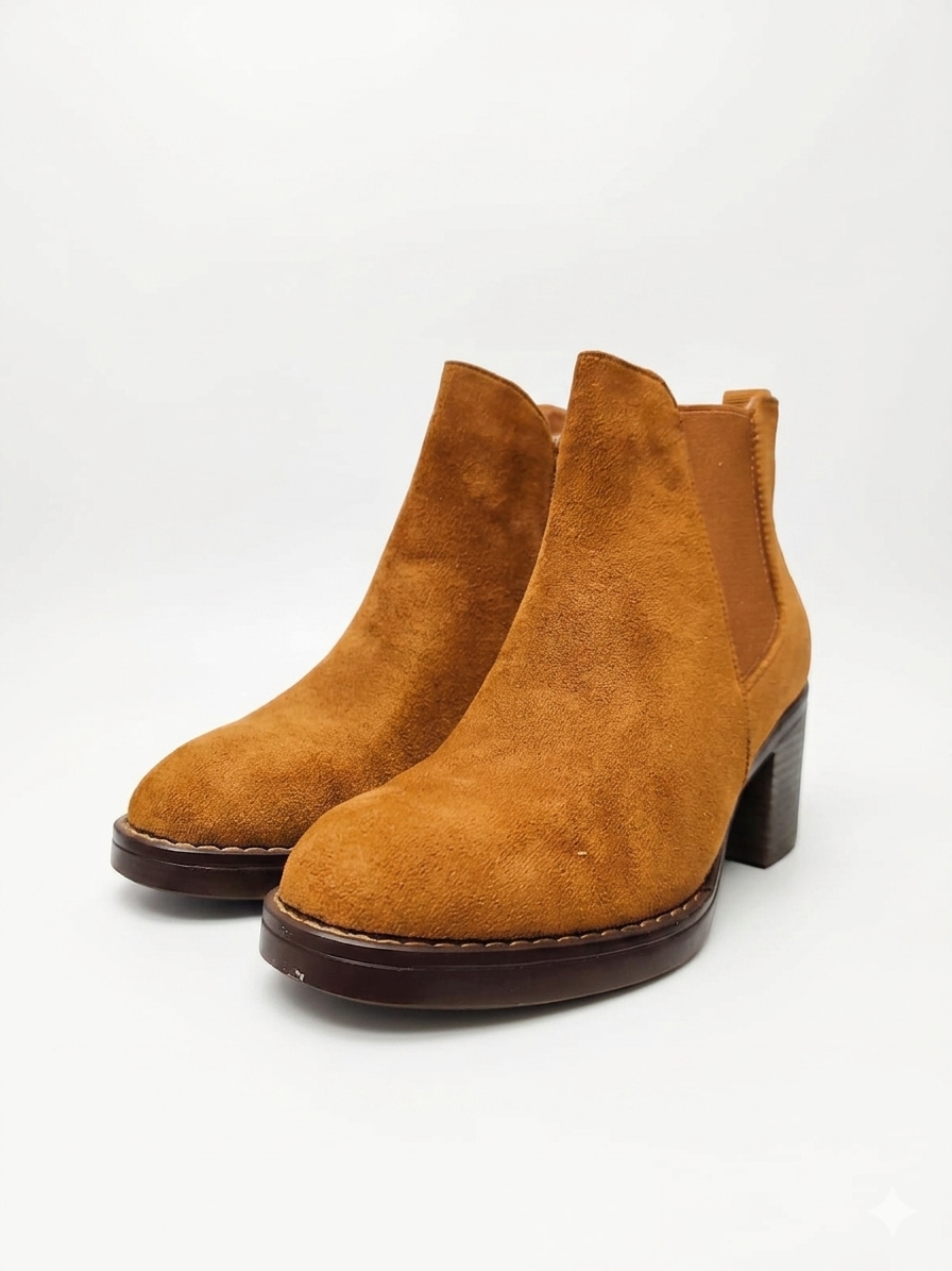 Stivaletto con zip laterale Cammello