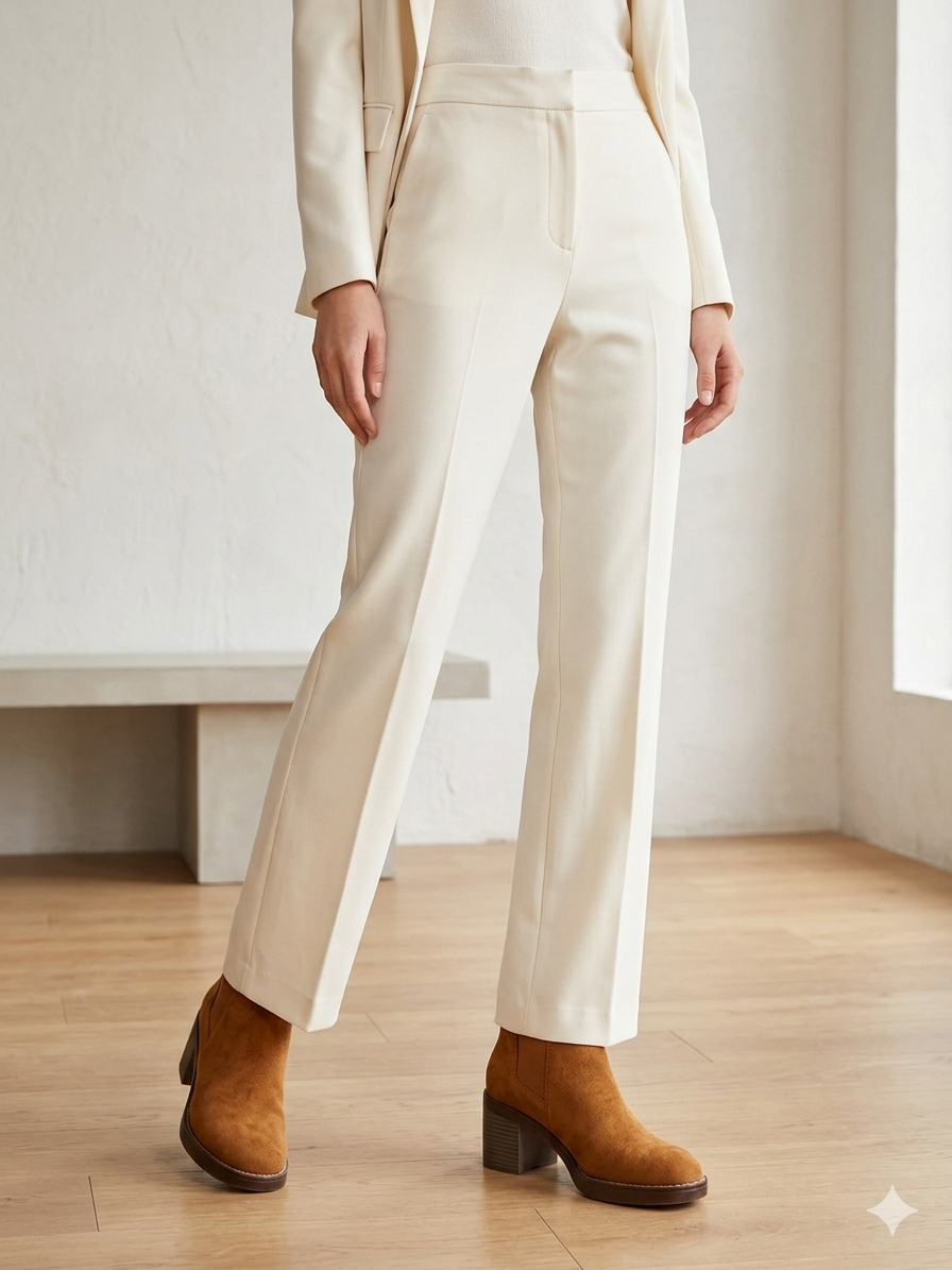 Stivaletto con zip laterale Cammello