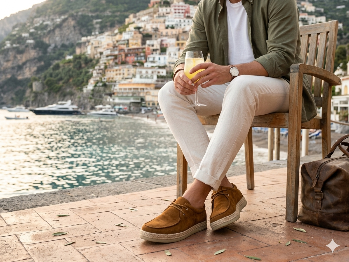 Scarpa con dettaglio in corda