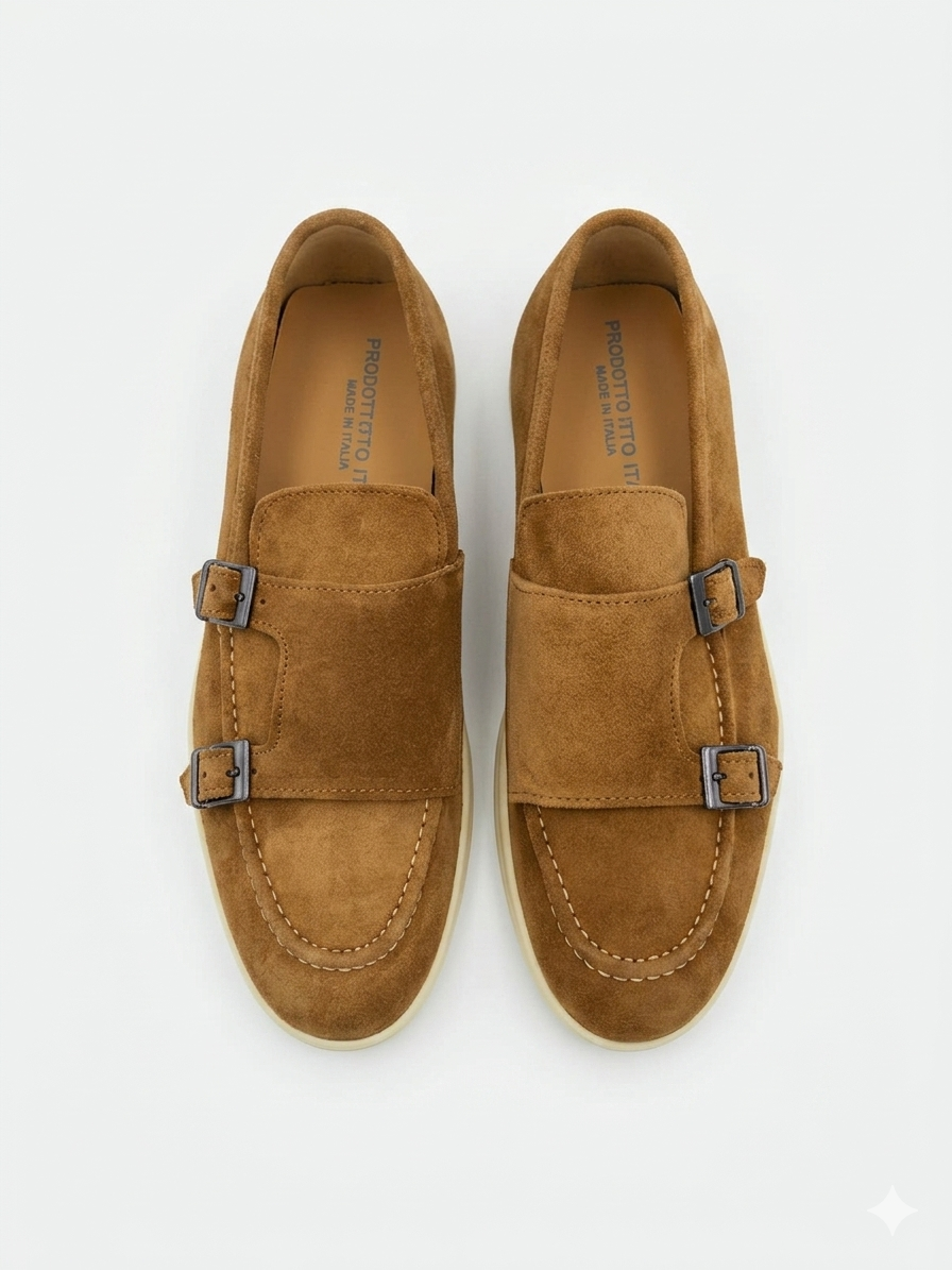 Mocassino slip on con doppia fibbia