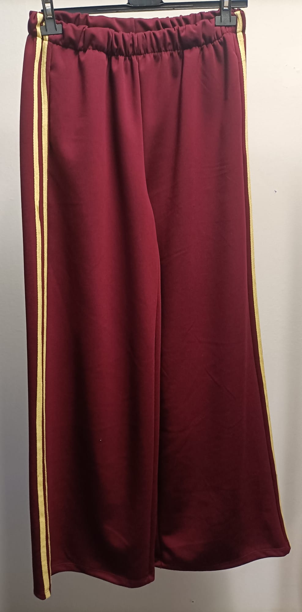 Pantalone Tuta in Felpa/Viscosa Tinta Unita con Bande Laterali Colorate