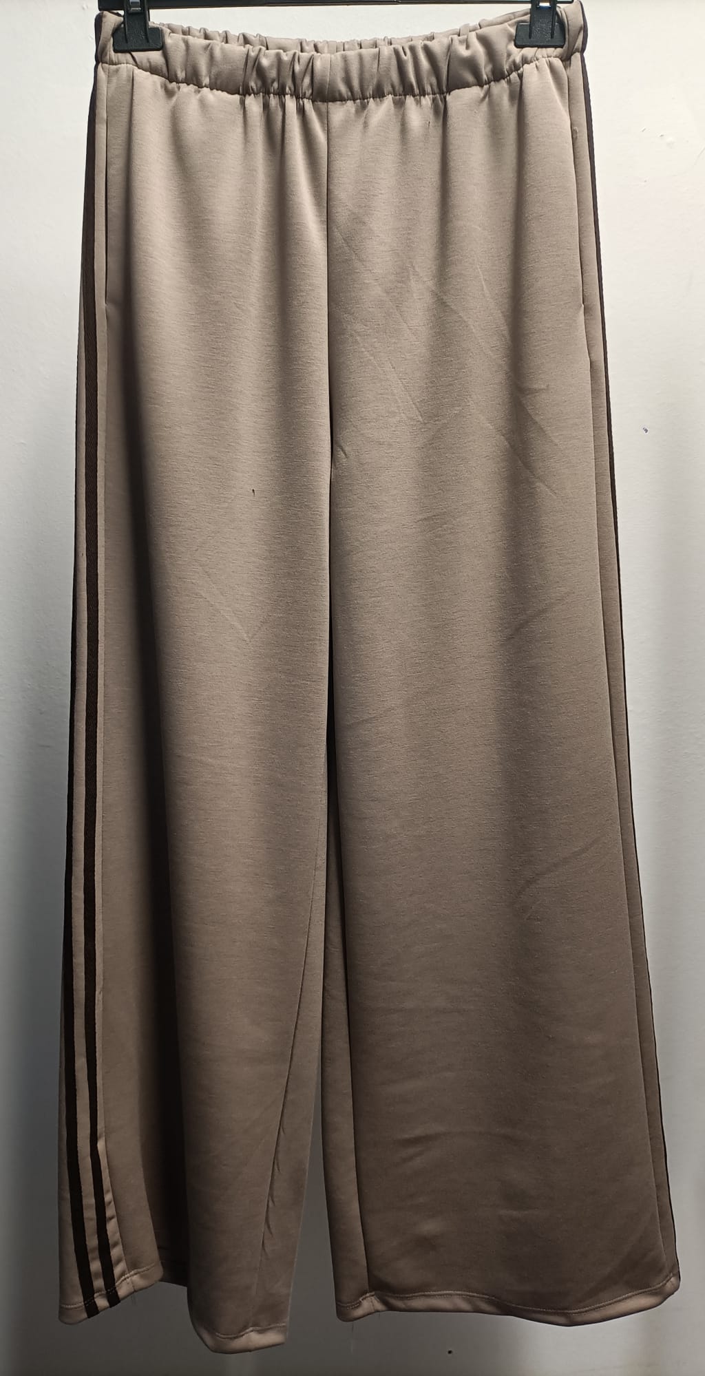 Pantalone Tuta in Felpa/Viscosa Tinta Unita con Bande Laterali Colorate