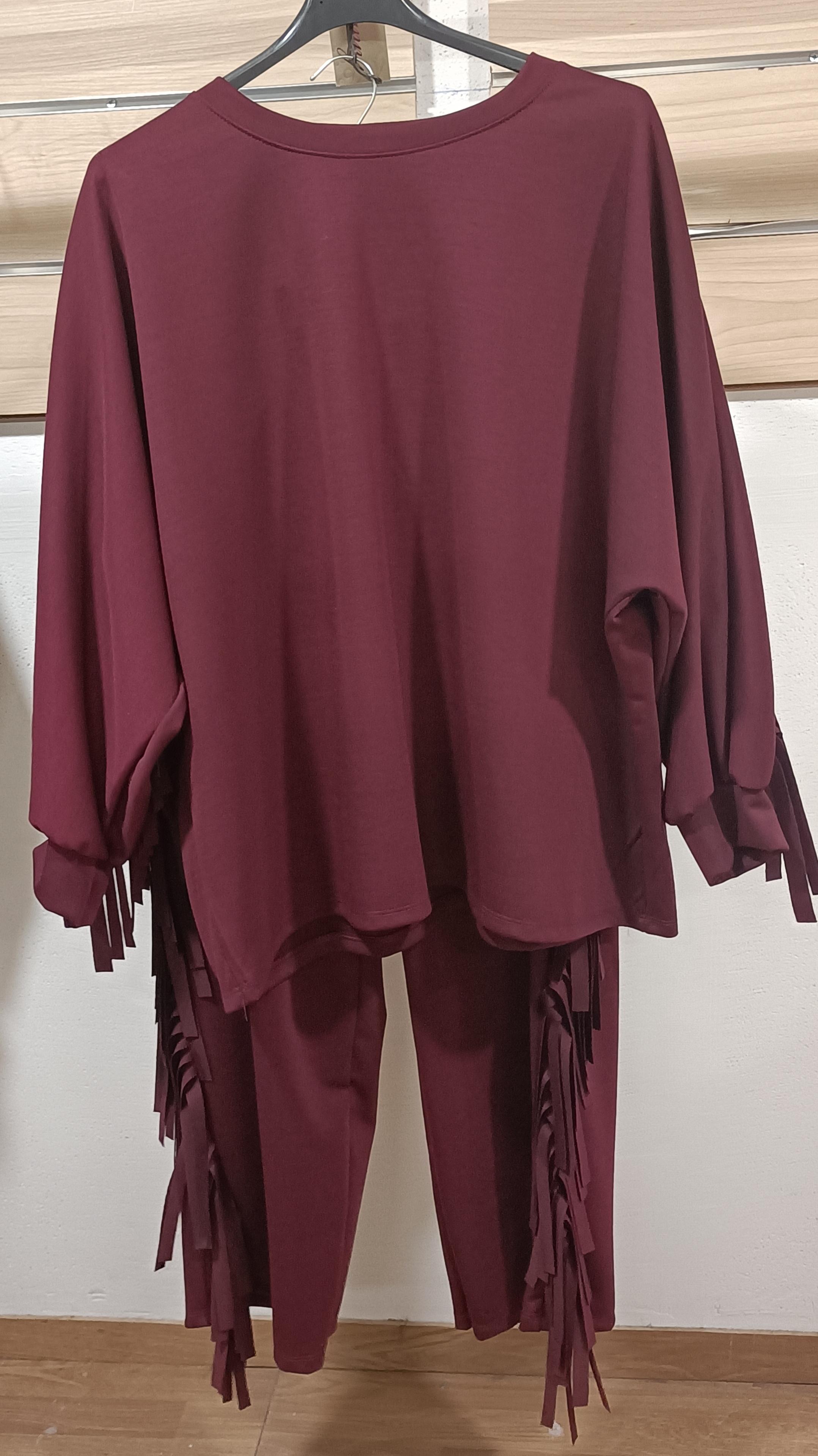 Tuta Casacca e Pantalone Over con Dettagli Frange