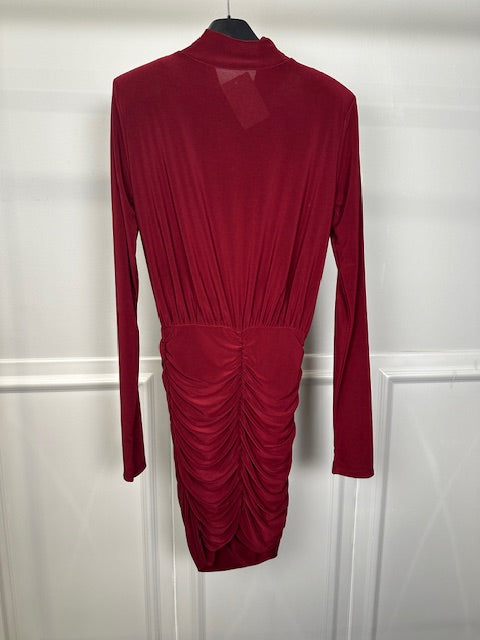 Vestito Dea - Vestito Corto Manica Lunga con Spallina e Lavorazione Drappeggio