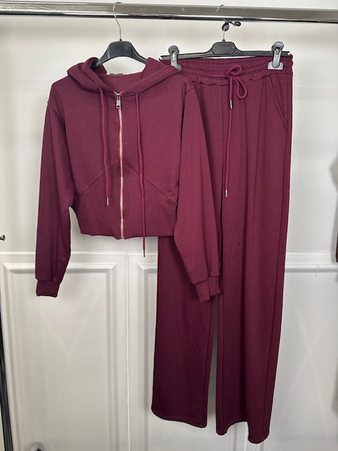 Tuta Carolina Set Moda: Giacchetto Crop con Zip e Pantalone Wide Leg