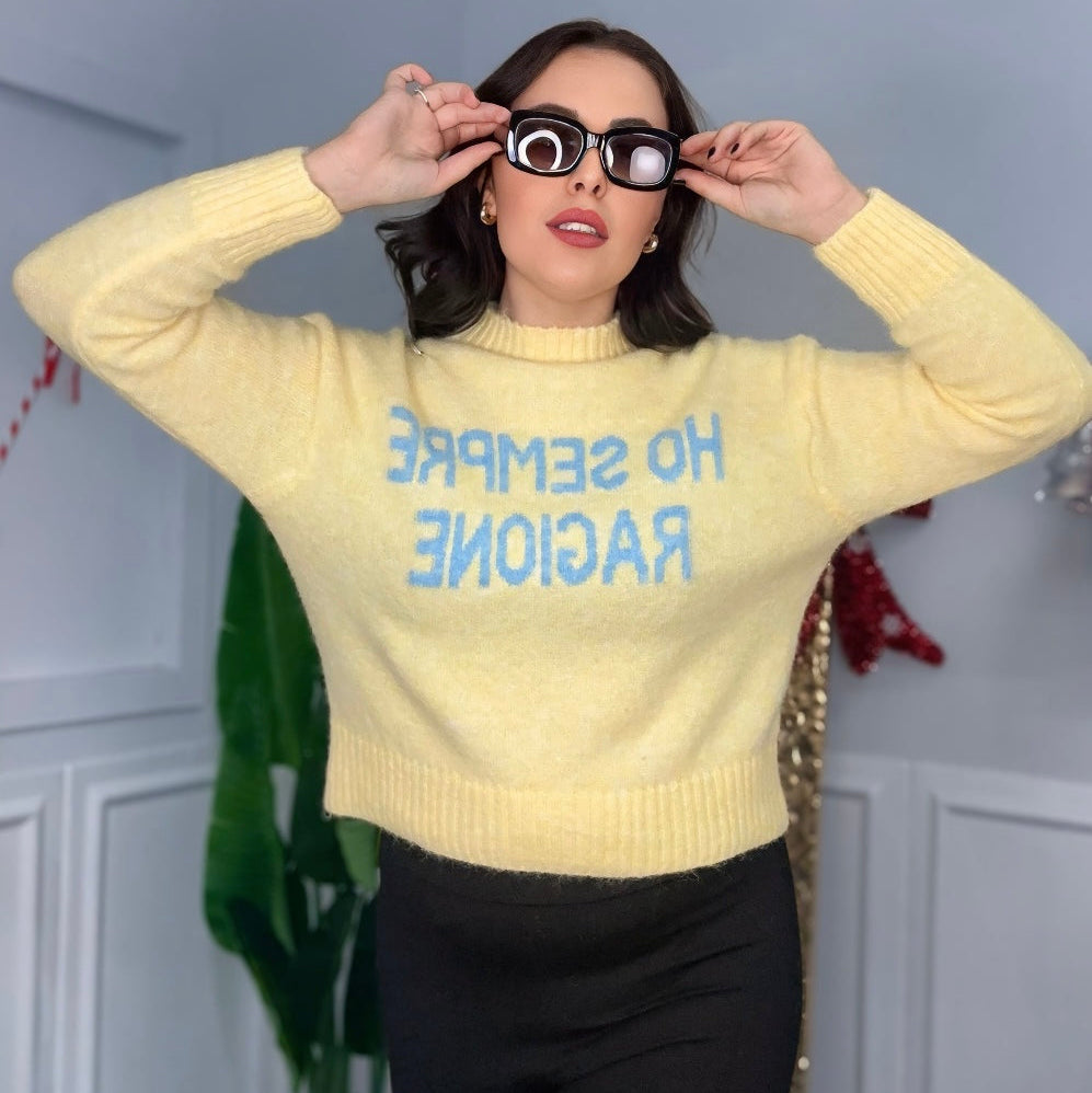 Il Maglione che Parla Chiaro: "Ho Sempre Ragione" - Stile e Assertività in Tinta Unita!