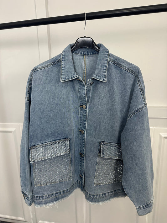 Giacca jeans strass
