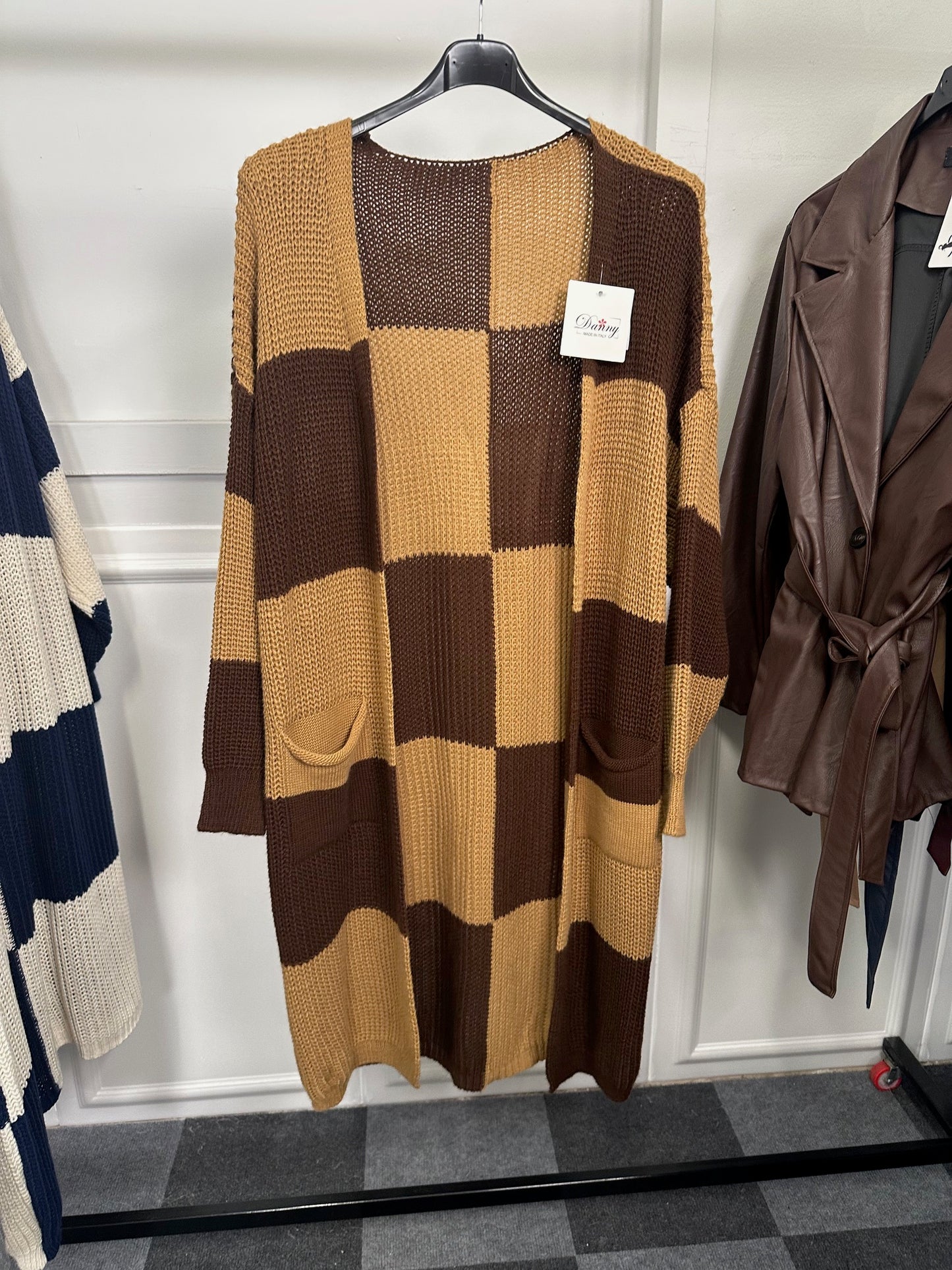 Cardigan lungo fantasia geometrica